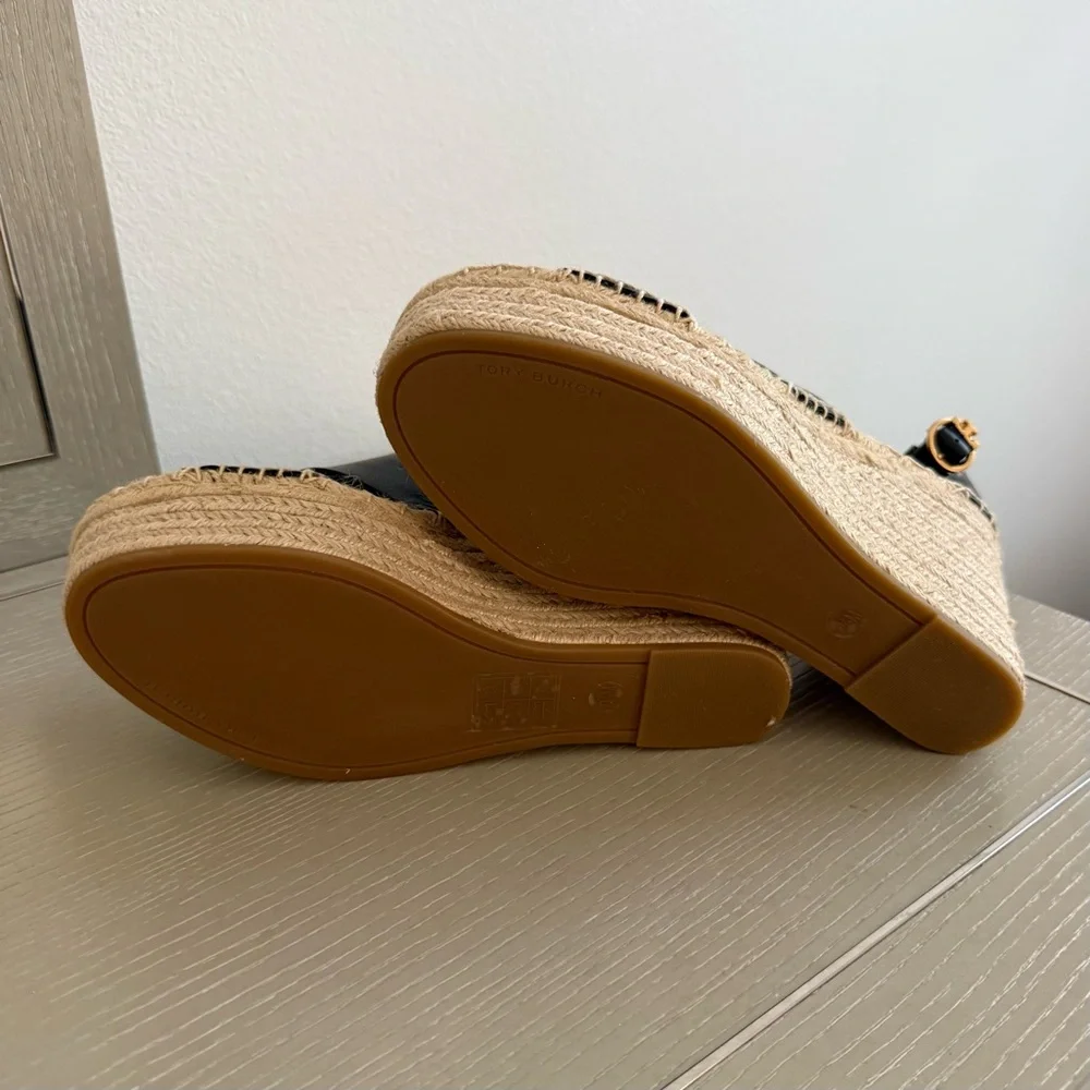 Tory Burch Selby Leather Wedge Espadrilles
